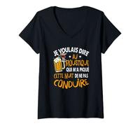 Femme Moustique ne conduit pas cadeau humour apéro alcool bière T-Shirt avec Col en V