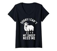 Femme Moutons Désolé, Mes Moutons n'ont Pas Besoin de Moi Fermier T-Shirt avec Col en V