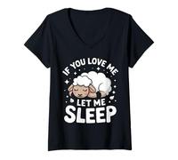 Femme Moutons, si tu m'aimes, Laisse-Moi Dormir T-Shirt avec Col en V