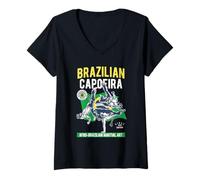 Femme Mouvement brésilien Capoeira Afro Martial Art T-Shirt avec Col en V