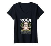 Femme Mouvement Paresseux de Yoga optionnel pour la Paix intérieure T-Shirt avec Col en V