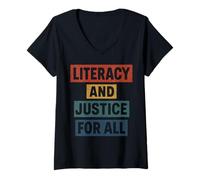 Femme Mouvement pour l'autonomisation de l'éducation et de la Justice pour Tous T-Shirt avec Col en V