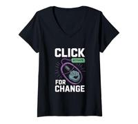 Femme Mouvements de protestation Activisme sur les réseaux sociaux Équipement en ligne T-Shirt avec Col en V