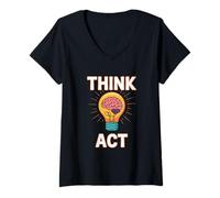 Femme Mouvements de protestation activistes Youth Led Think Act T-Shirt avec Col en V