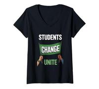 Femme Mouvements de protestation dirigés par les jeunes pour les militants étudiants T-Shirt avec Col en V