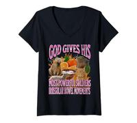 Femme Mouvements intestinaux irréguliers Drôle Capybara Meme Bootleg Y2K T-Shirt avec Col en V