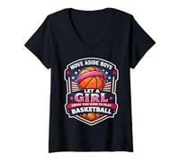 Femme Move Aside Boys Laisse Une Fille Te Montrer Comment Jouer au Basket T-Shirt avec Col en V