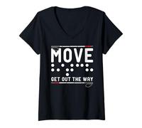Femme Move Get Out The Way Journée de Sensibilisation à la Canne Blanche T-Shirt avec Col en V