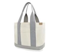 Femme Moyen Sac à main Canvas Satchel Tote Sac à bandoulière Shopper pour livres quotidiens travail 134Grisblanc M
