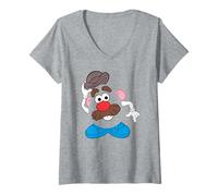 Femme Mr. Potato Head Big Face T-Shirt avec Col en V