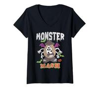 Femme Mr Potato Head Monster Halloween T-Shirt avec Col en V