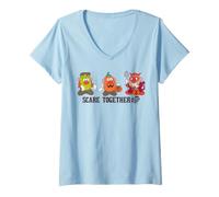 Femme Mr Potato Head Scare Together Halloween T-Shirt avec Col en V
