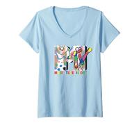 Femme MTV 90s Retro Color Art Music TV Logo T-Shirt avec Col en V