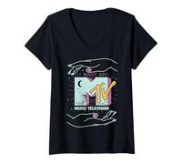 Femme MTV I Want My Mystical Moon and Hands T-Shirt avec Col en V