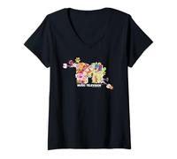 Femme MTV Logo TV Musique Fleurs d'été T-Shirt avec Col en V