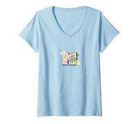 Femme MTV Vintage Daisy Floral Tiny Music Television T-Shirt avec Col en V
