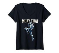 Femme Muay Thai Art Martial Combat Boxe Thai T-Shirt avec Col en V