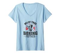 Femme Muay Thai Boxe Maître des Combinaisons T-Shirt avec Col en V