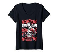 Femme Muay Thai Boxe MMA Fighter Frankenstein Fight Fright T-Shirt avec Col en V