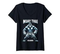 Femme Muay Thai Chabbo Force Puissante T-Shirt avec Col en V