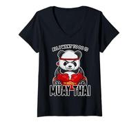 Femme Muay Thai Panda, Tout ce Que Je Veux Faire, C'est Un Mignon Ours Boxeur T-Shirt avec Col en V