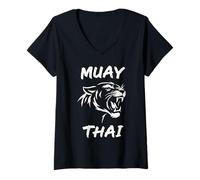 Femme Muay Thai Tigre Féroce T-Shirt avec Col en V