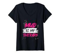 Femme Mud is My Therapy Muddy Race Mud Run T-Shirt avec Col en V