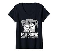Femme Mudder Beer and Mudding What Else is There 4x4 Mudding T-Shirt avec Col en V