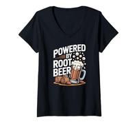 Femme Mug Amusant Powered by Root Beer Bubbly T-Shirt avec Col en V