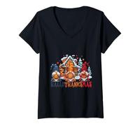Femme Mug Humoristique en Forme de Citrouille avec Inscription « Hallothanksmas » T-Shirt avec Col en V