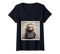 Femme Mug réaliste pour Voleur de Furet T-Shirt avec Col en V