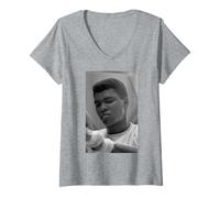 Femme Muhammad Ali Boxer d'entraînement à Londres pour Henry Cooper Fight T-Shirt avec Col en V
