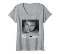 Femme Muhammad Ali Cassius Clay Trains Karl Mildenberger Boxe T-Shirt avec Col en V
