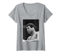 Femme Muhammad Ali Entraînement pour le match de boxe 2nd Leon Spinks T-Shirt avec Col en V