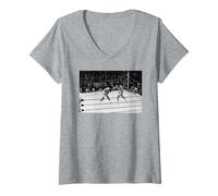 Femme Muhammad Ali Joe Frazier Boxe Fight Of The Century MSG T-Shirt avec Col en V