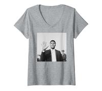 Femme Muhammad Ali prédit une victoire ronde contre Henry Cooper Boxing T-Shirt avec Col en V