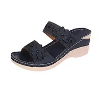 Femme Mules À Talons Compensees Sandales Bout Ouvert PU Cuir Synthétique Pantoufles Plateforme Mode Chaussures D'Été Comfy Antidérapant Regular Détente Détente