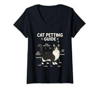 Femme Munchkin Cat Petting Guide Funny Cat Lover (en Anglais) T-Shirt avec Col en V
