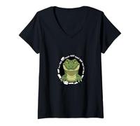 Femme Mur Fissuré Alligator Gator Alligators T-Shirt avec Col en V