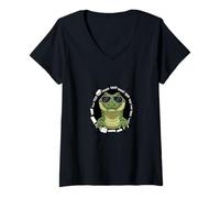 Femme Mur Fissuré Alligator Lunettes Gator Alligators T-Shirt avec Col en V