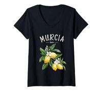 Femme Murcia Lemon Art Souvenir Espagnol Amoureux Espagne T-Shirt avec Col en V