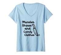 Femme Murder Shows and Comfy Clothes T-Shirt avec Col en V