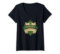 Femme Murphy's Irish Pub St. Patrick's Day 2025 Trèfle T-Shirt avec Col en V