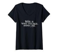 Femme Music is What Feelings Sound Like T-Shirt avec Col en V
