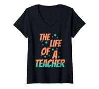 Femme Music Show Fans The Life of A Teacher T-Shirt avec Col en V