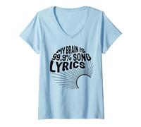 Femme Music Teacher Cottagecore My Brain Is 99.9% Paroles de chanson Musi T-Shirt avec Col en V