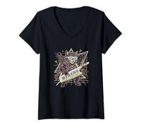 Femme Musicien Synthwave Cat T-Shirt avec Col en V