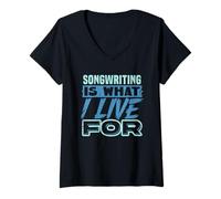 Femme Musiciens et Amateurs de Musique Écrivain de Paroles T-Shirt avec Col en V