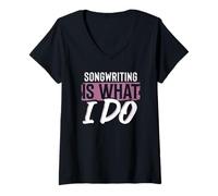 Femme Musiciens et Amateurs de Musique Écrivain de Paroles T-Shirt avec Col en V