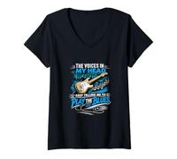 Femme Musique Blues - Keep Telling me to Play T-Shirt avec Col en V
